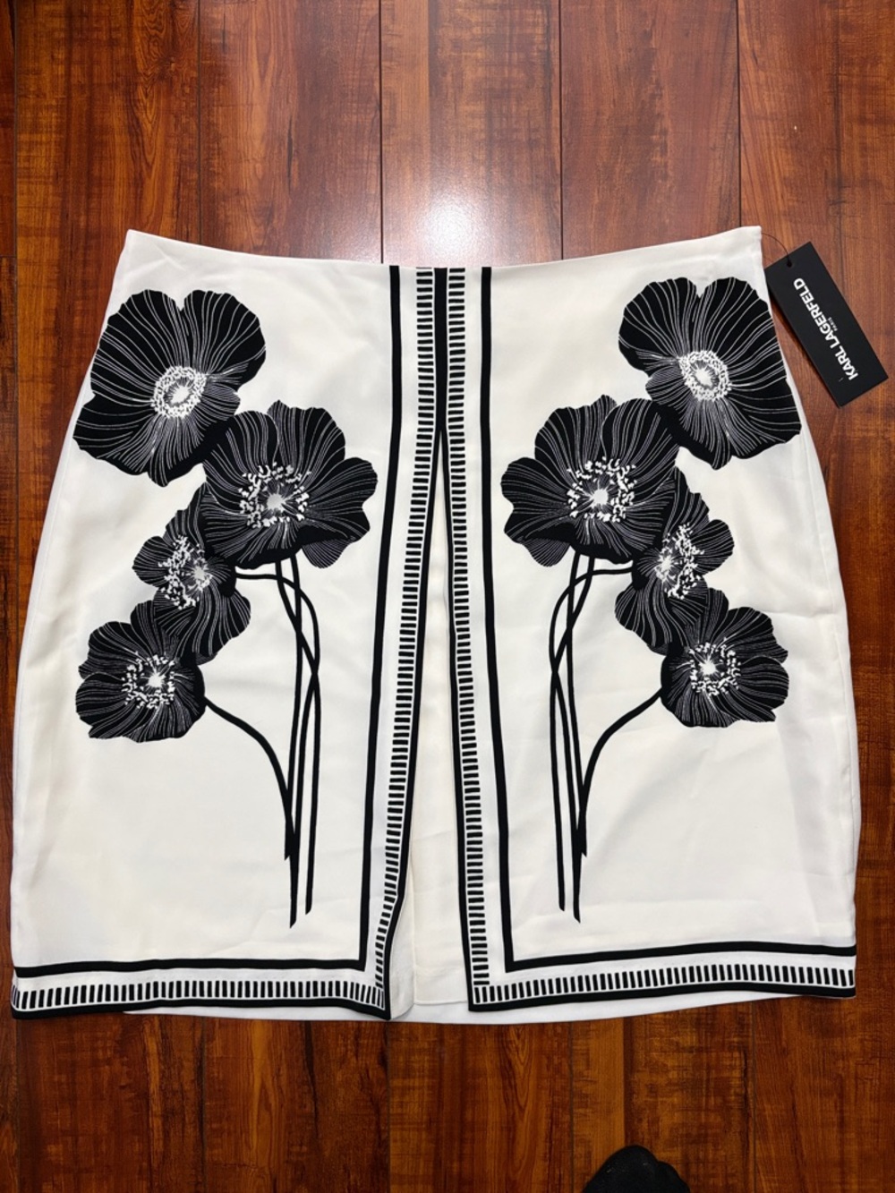 Karl Lagerfeld Black and White Floral Mini Skirt